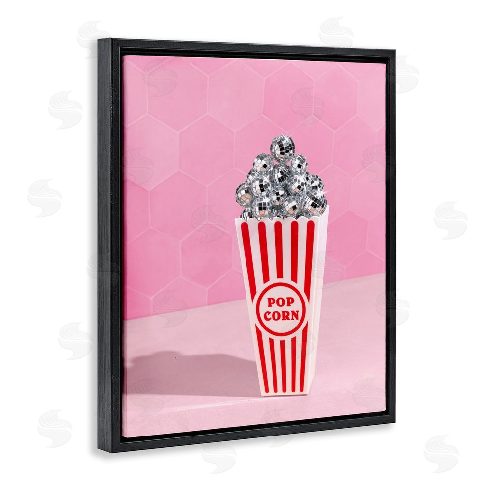 LISH Creative Pink Disco Popcorn Black Floating Framed Canvas Wall Art