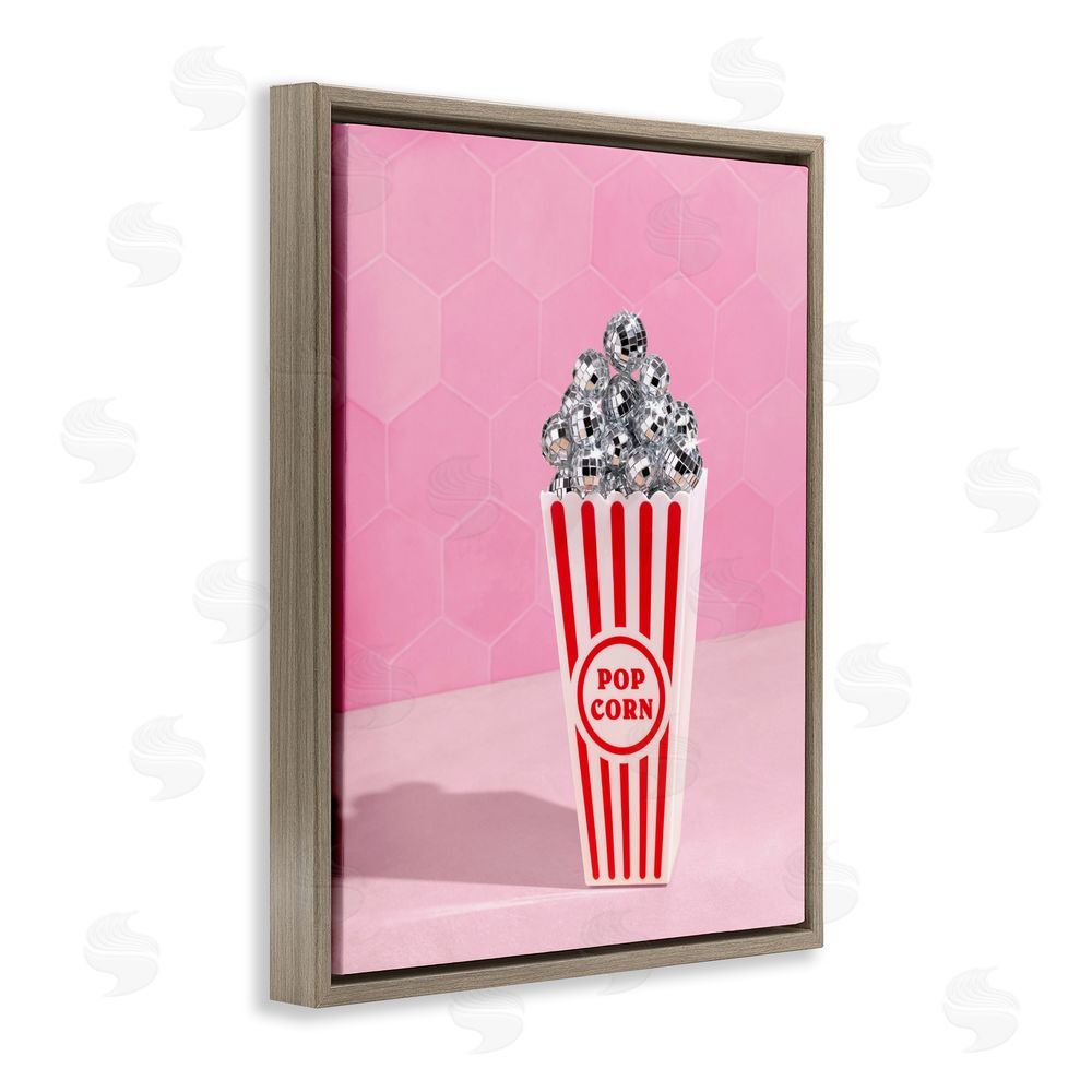 LISH Creative Pink Disco Popcorn Brown Floating Framed Canvas Wall Art