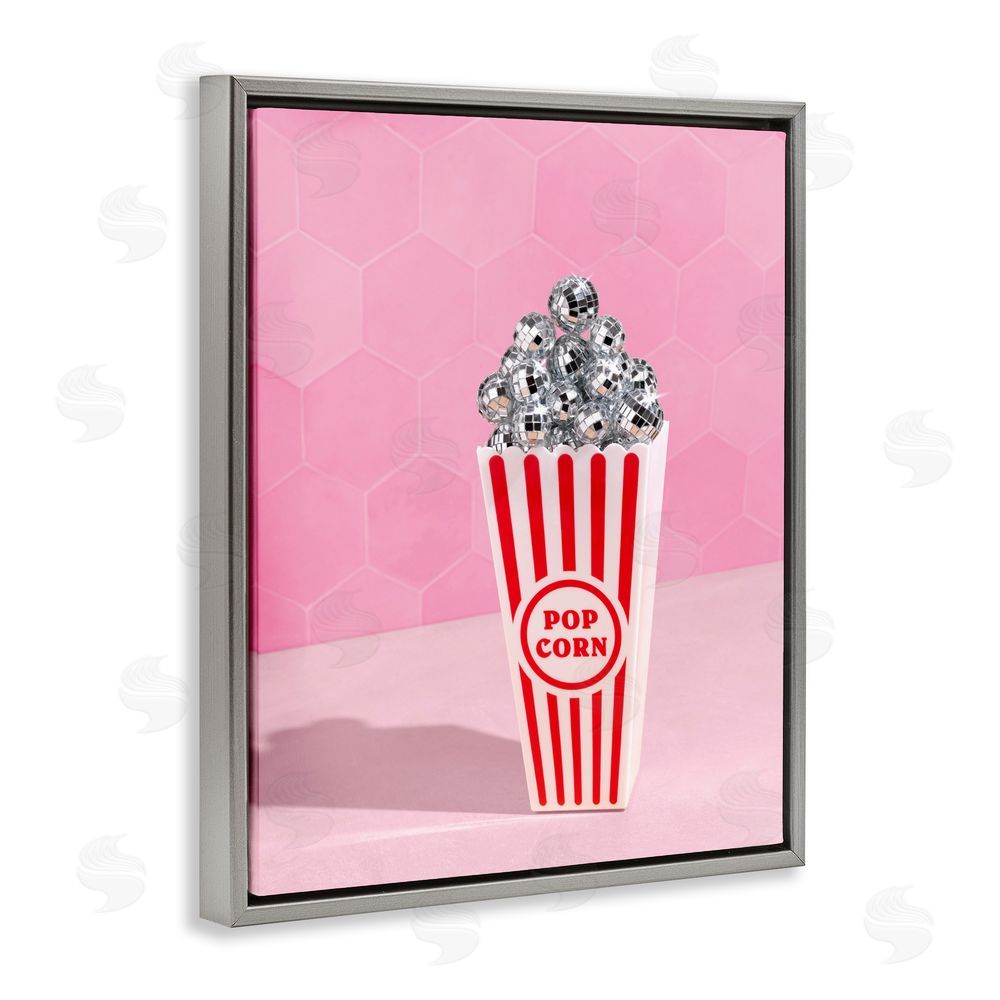 LISH Creative Pink Disco Popcorn Gray Floating Framed Canvas Wall Art