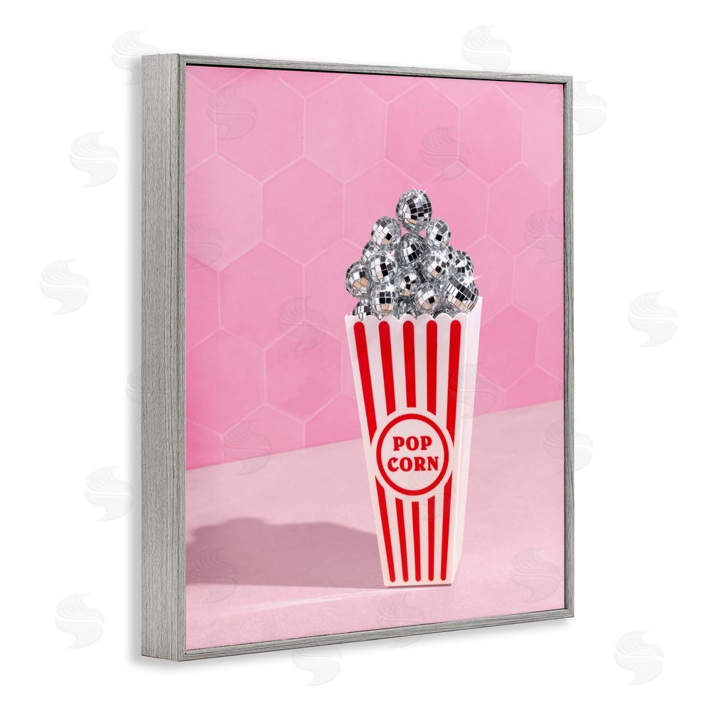 LISH Creative Pink Disco Popcorn Gray Framed Giclee Wall Art