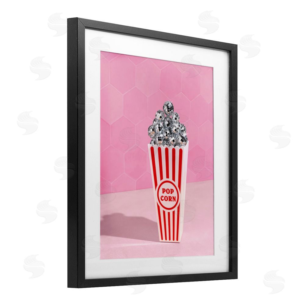 LISH Creative Pink Disco Popcorn Black Framed Print Under Glass Wall Art