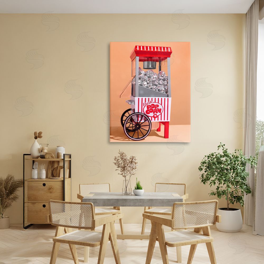 LISH Creative Retro Disco Popcorn Machine Stretched Canvas Wall Art in Room