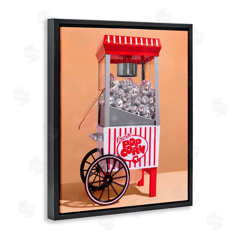 LISH Creative Retro Disco Popcorn Machine Black Floating Framed Canvas Wall Art