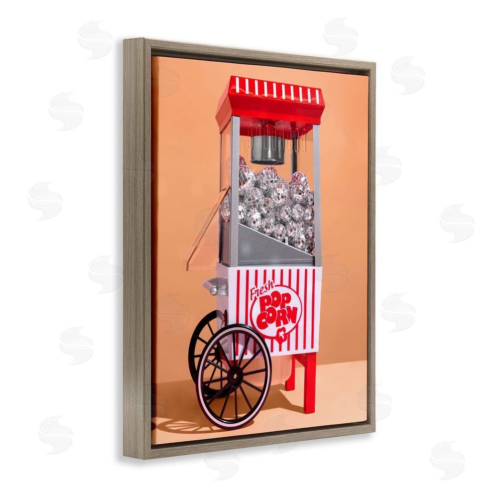 LISH Creative Retro Disco Popcorn Machine Brown Floating Framed Canvas Wall Art
