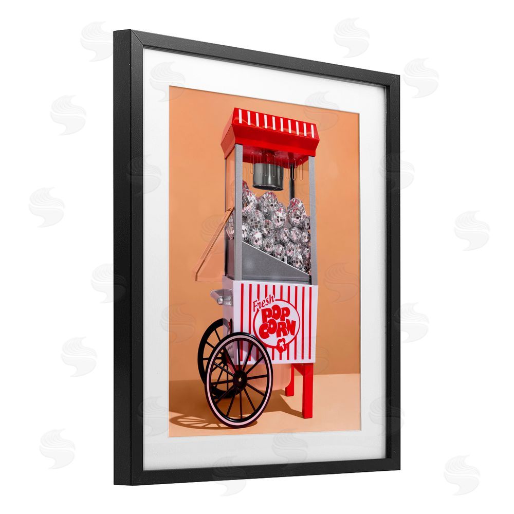 LISH Creative Retro Disco Popcorn Machine Black Framed Print Under Glass Wall Art
