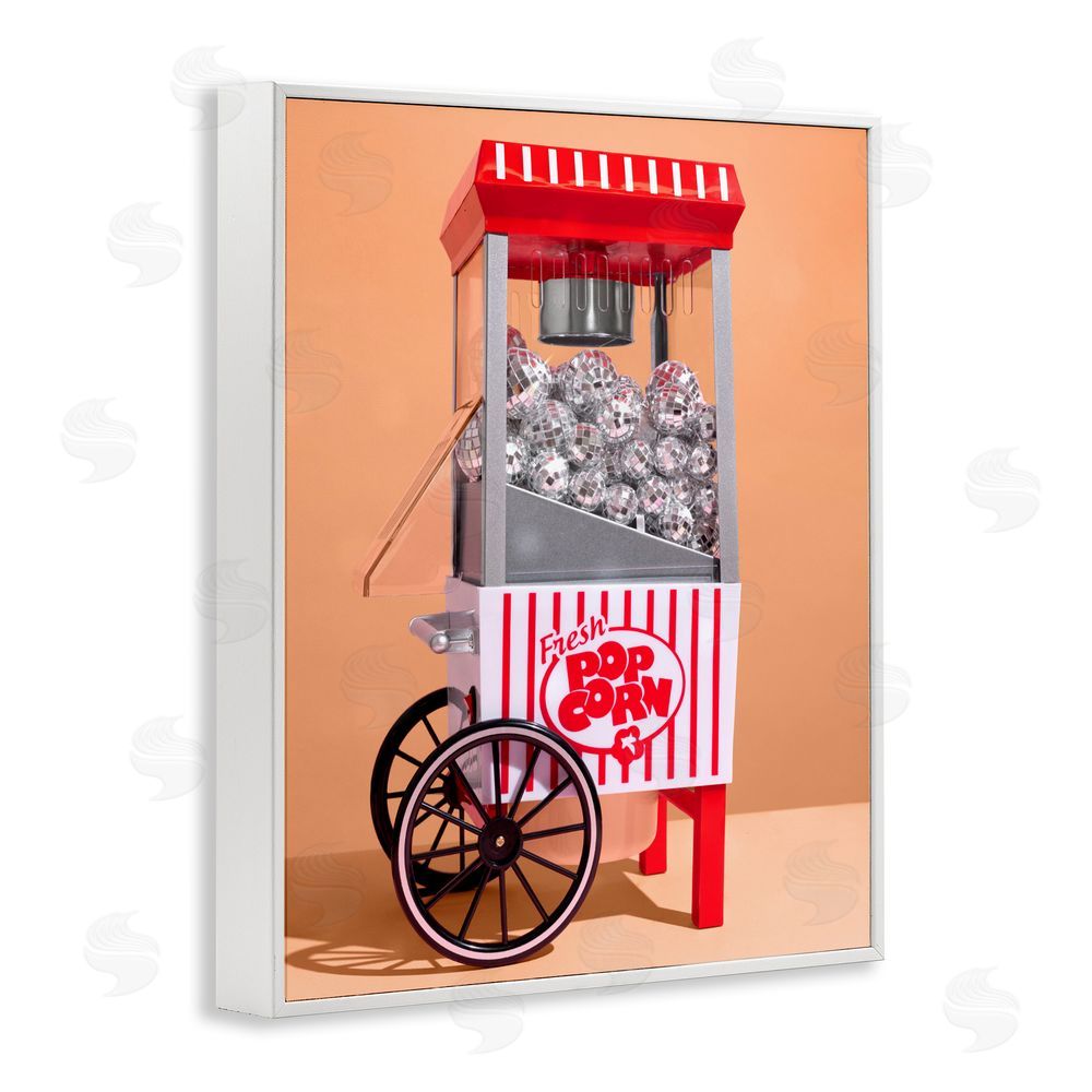 LISH Creative Retro Disco Popcorn Machine White Framed Giclee Wall Art