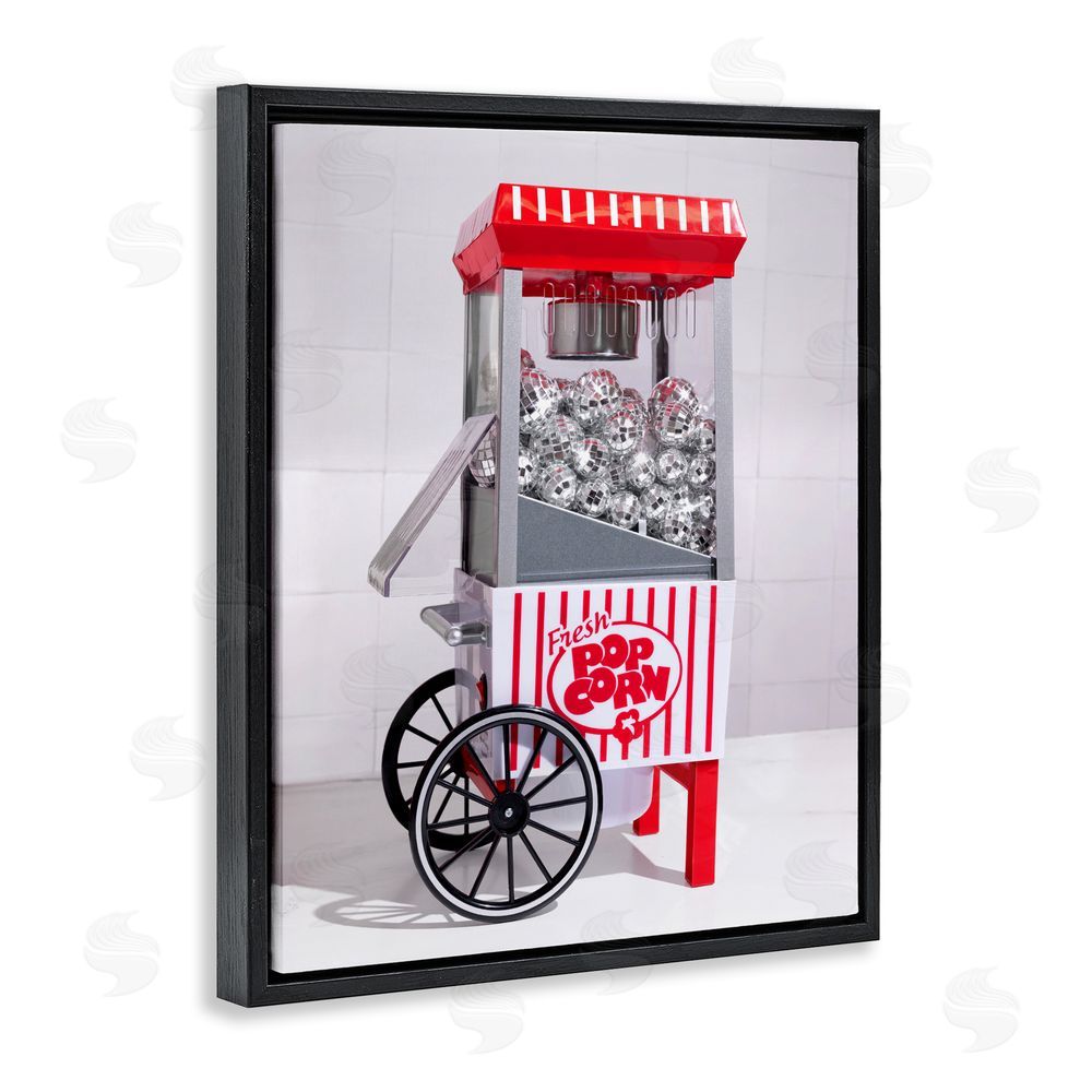 LISH Creative Fun Disco Popcorn Machine Black Floating Framed Canvas Wall Art