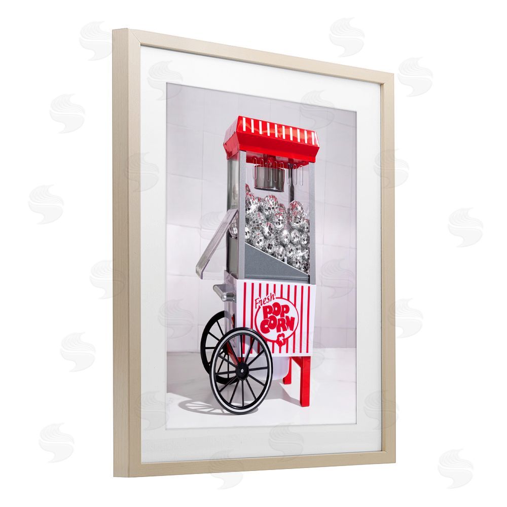 LISH Creative Fun Disco Popcorn Machine Brown Framed Print Under Glass Wall Art
