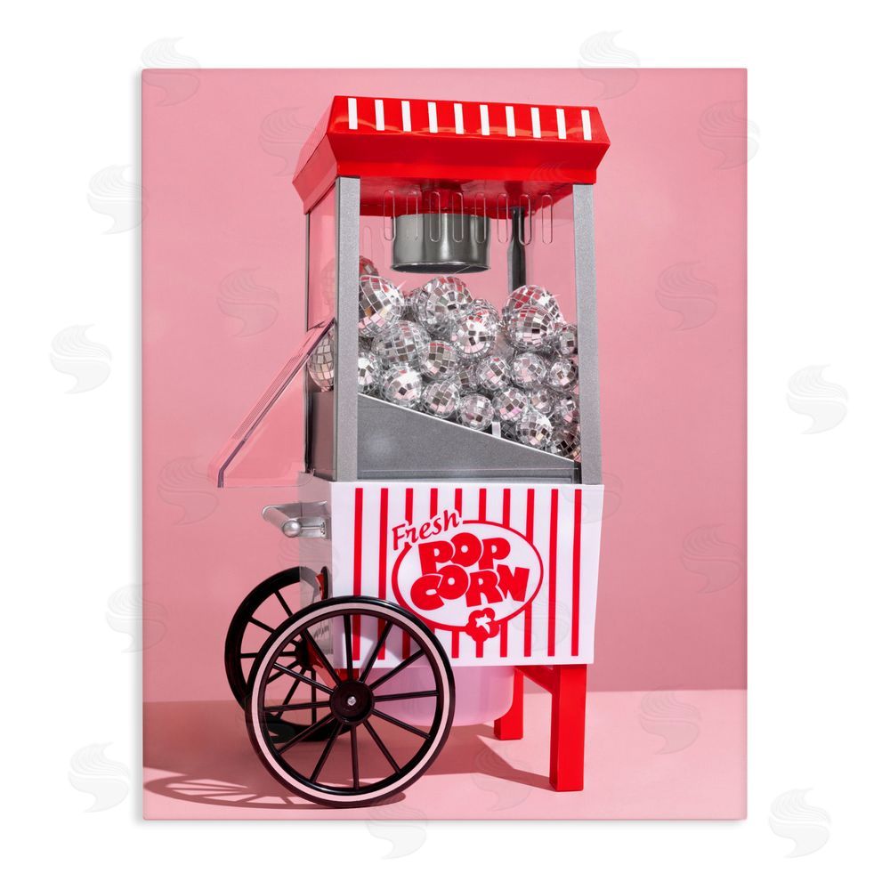 LISH Creative Movie Popcorn with Disco Balls Stretched Canvas Wall Art