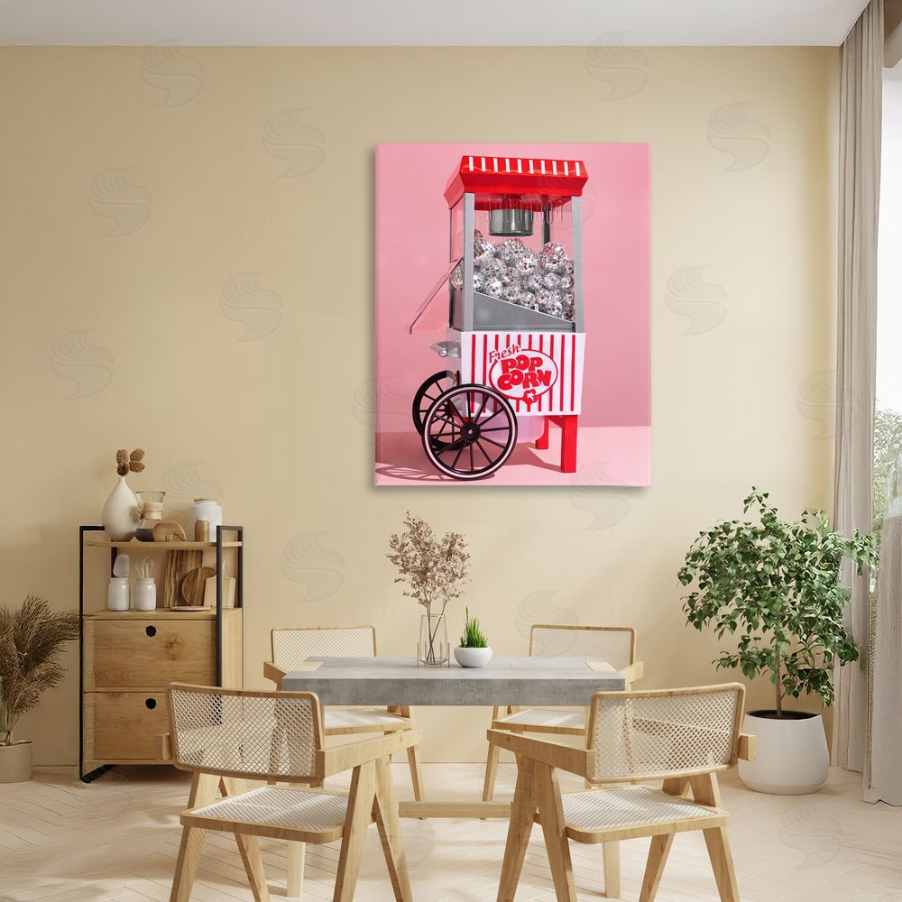 LISH Creative Movie Popcorn with Disco Balls Stretched Canvas Wall Art in Room