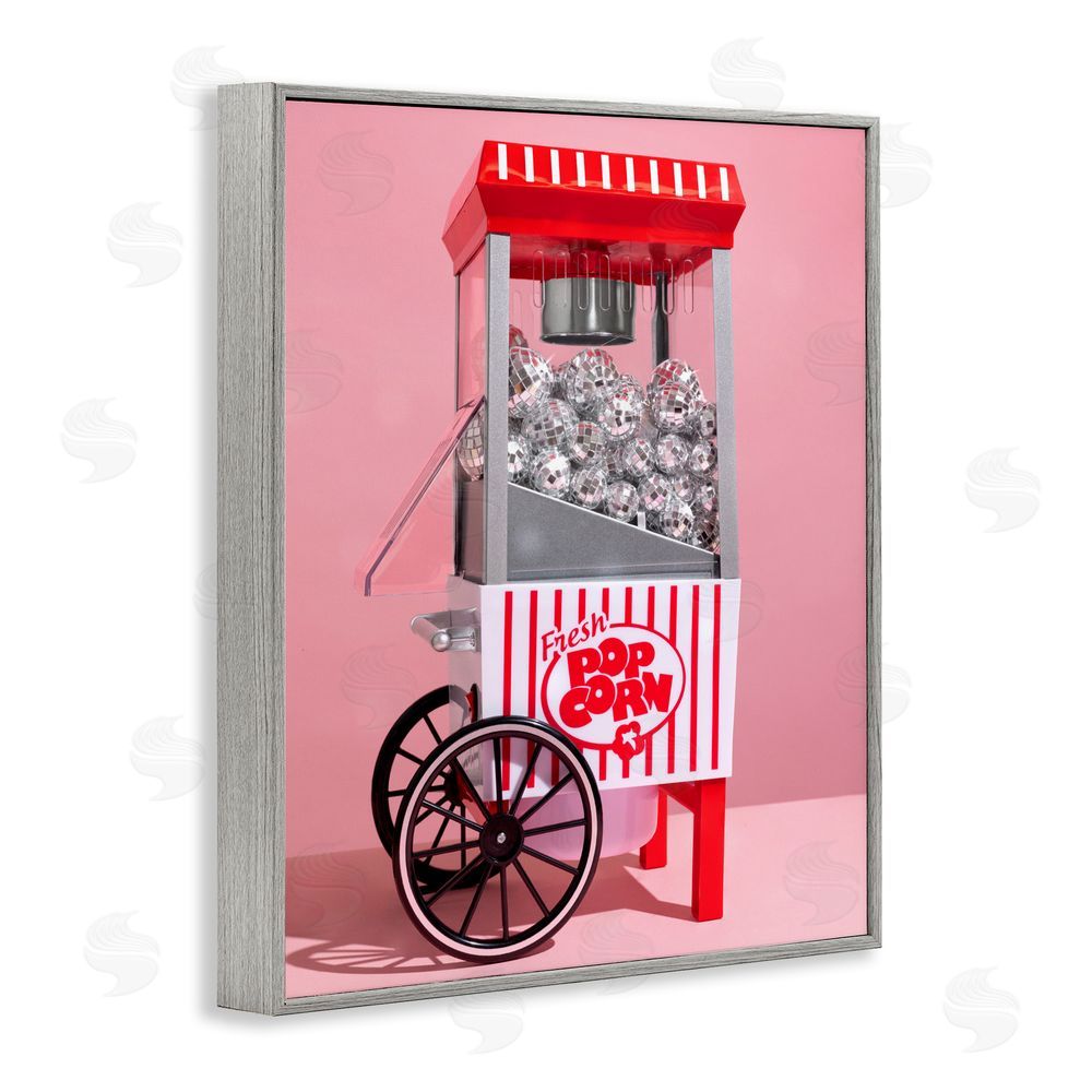 LISH Creative Movie Popcorn with Disco Balls Gray Framed Giclee Wall Art