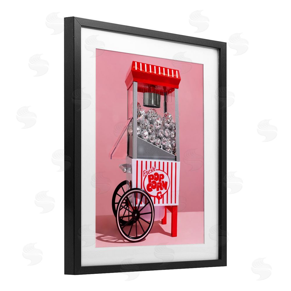 LISH Creative Movie Popcorn with Disco Balls Black Framed Print Under Glass Wall Art