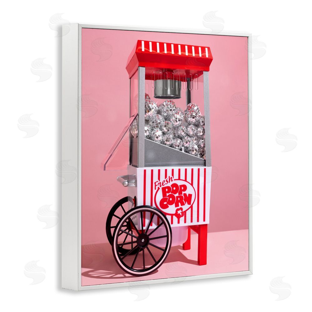 LISH Creative Movie Popcorn with Disco Balls White Framed Giclee Wall Art