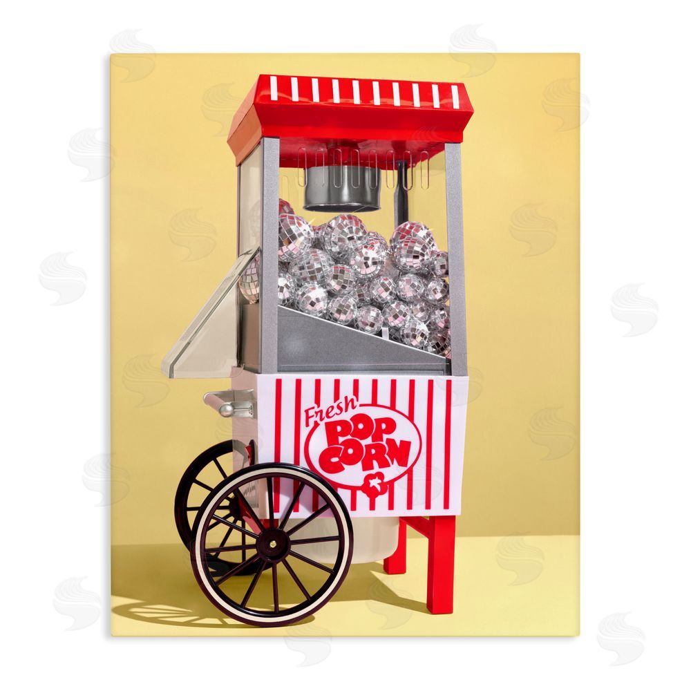 LISH Creative Disco Popcorn over Yellow Stretched Canvas Wall Art