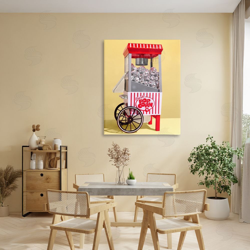 LISH Creative Disco Popcorn over Yellow Stretched Canvas Wall Art in Room