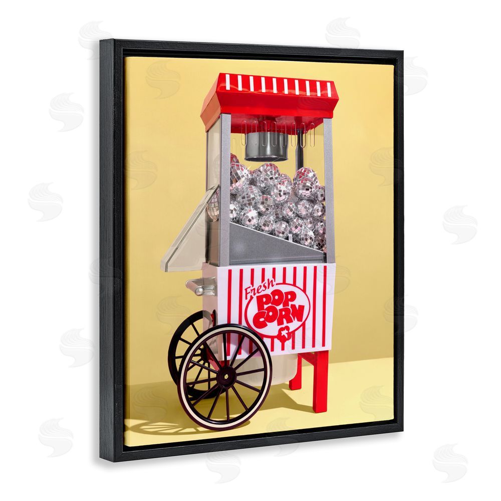 LISH Creative Disco Popcorn over Yellow Black Floating Frame Canvas Wall Art Print