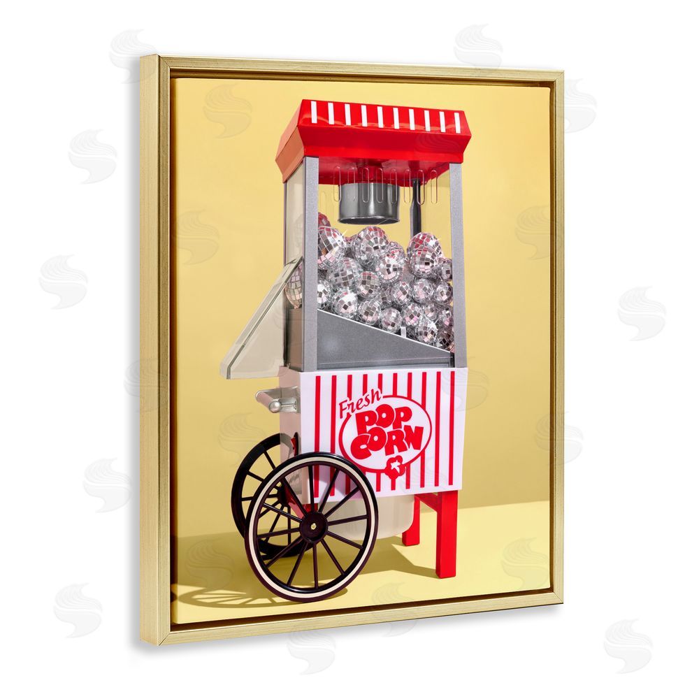 LISH Creative Disco Popcorn over Yellow Gold Floating Frame Canvas Wall Art Print