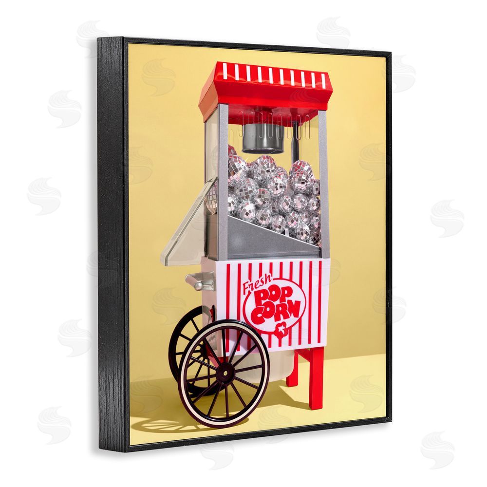 LISH Creative Disco Popcorn over Yellow Black Framed Giclee Wall Art Print