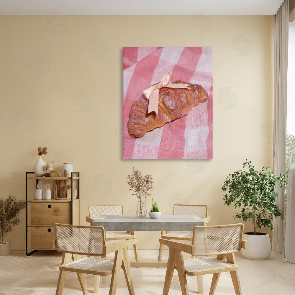 LISH Creative Glam Ribbon Croissant Stretched Canvas Wall Art in Room