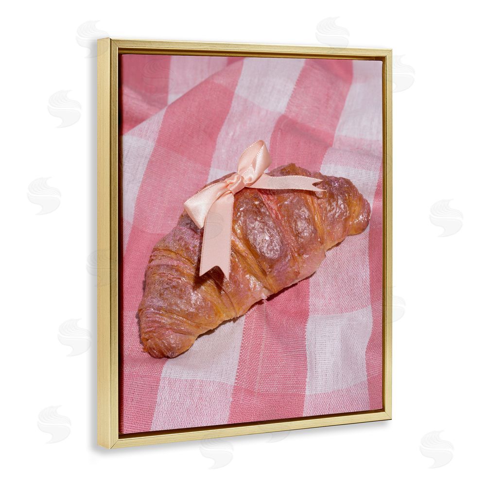 LISH Creative Glam Ribbon Croissant Gold Floating Framed Canvas Wall Art