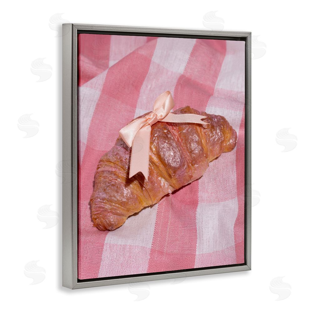 LISH Creative Glam Ribbon Croissant Gray Floating Framed Canvas Wall Art