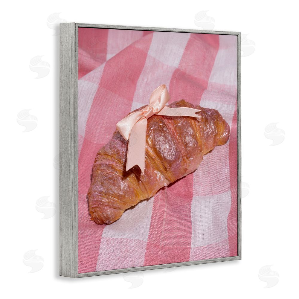 LISH Creative Glam Ribbon Croissant Gray Framed Giclee Wall Art