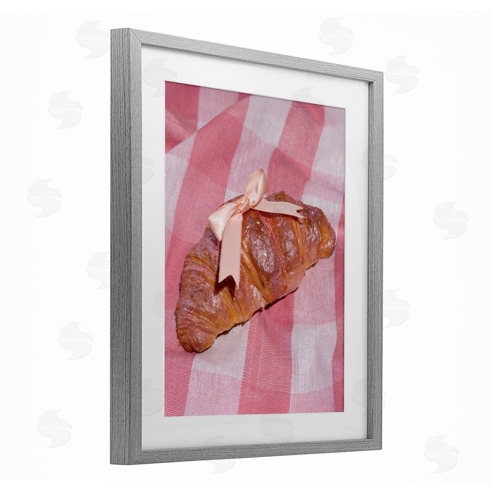 LISH Creative Glam Ribbon Croissant Gray Framed Print Under Glass Wall Art