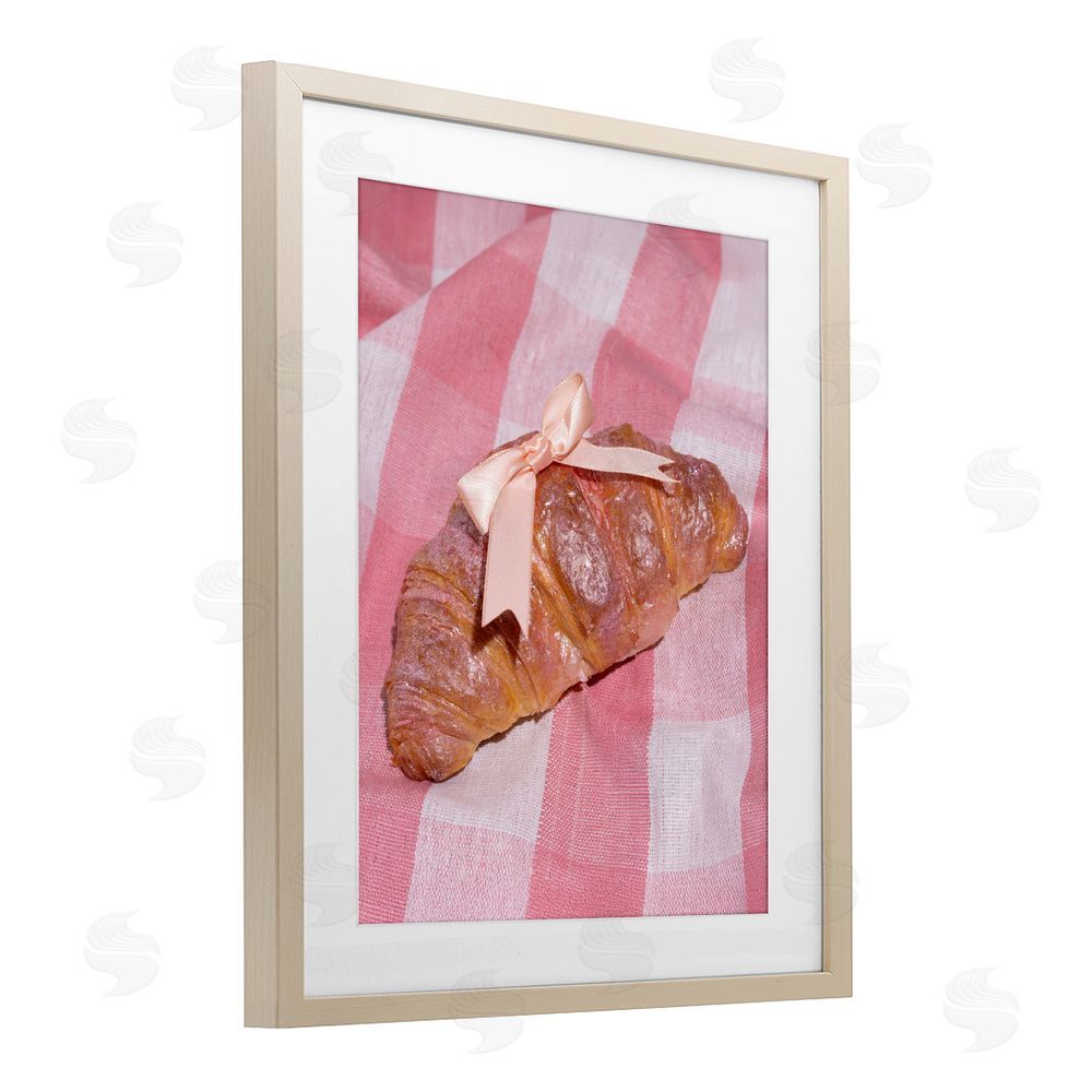 LISH Creative Glam Ribbon Croissant Brown Framed Print Under Glass Wall Art