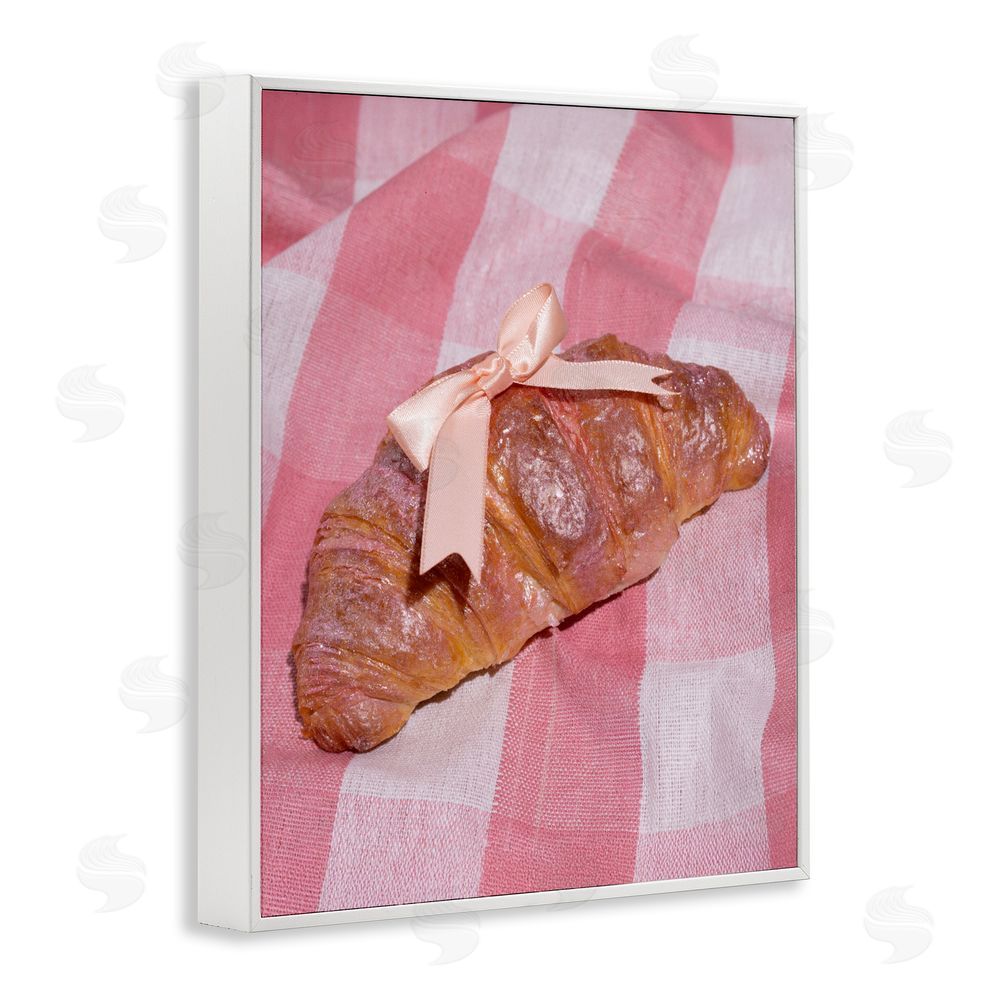 LISH Creative Glam Ribbon Croissant White Framed Giclee Wall Art