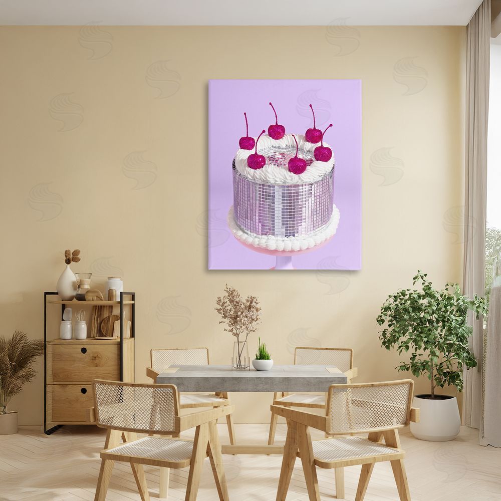 LISH Creative Gleaming Disco Cake Stretched Canvas Wall Art in Room