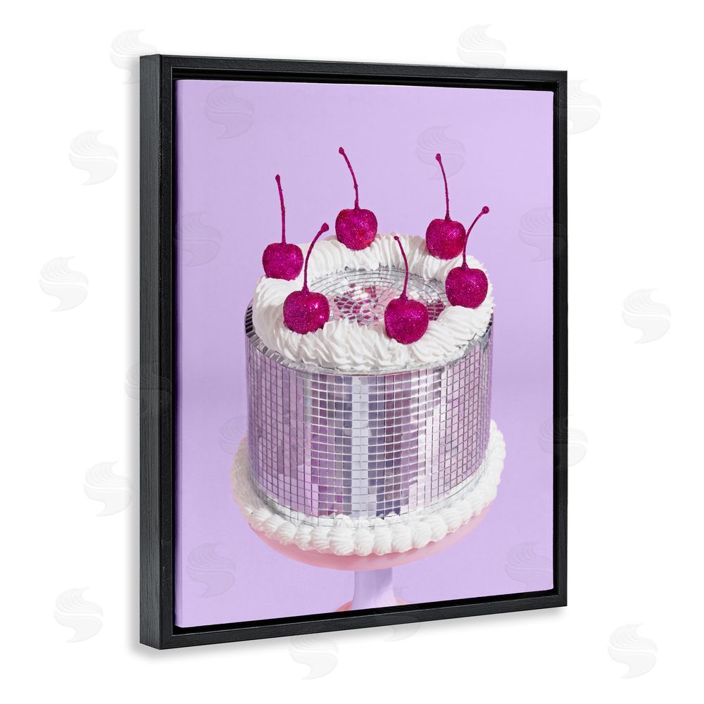 LISH Creative Gleaming Disco Cake Black Floating Framed Canvas Wall Art