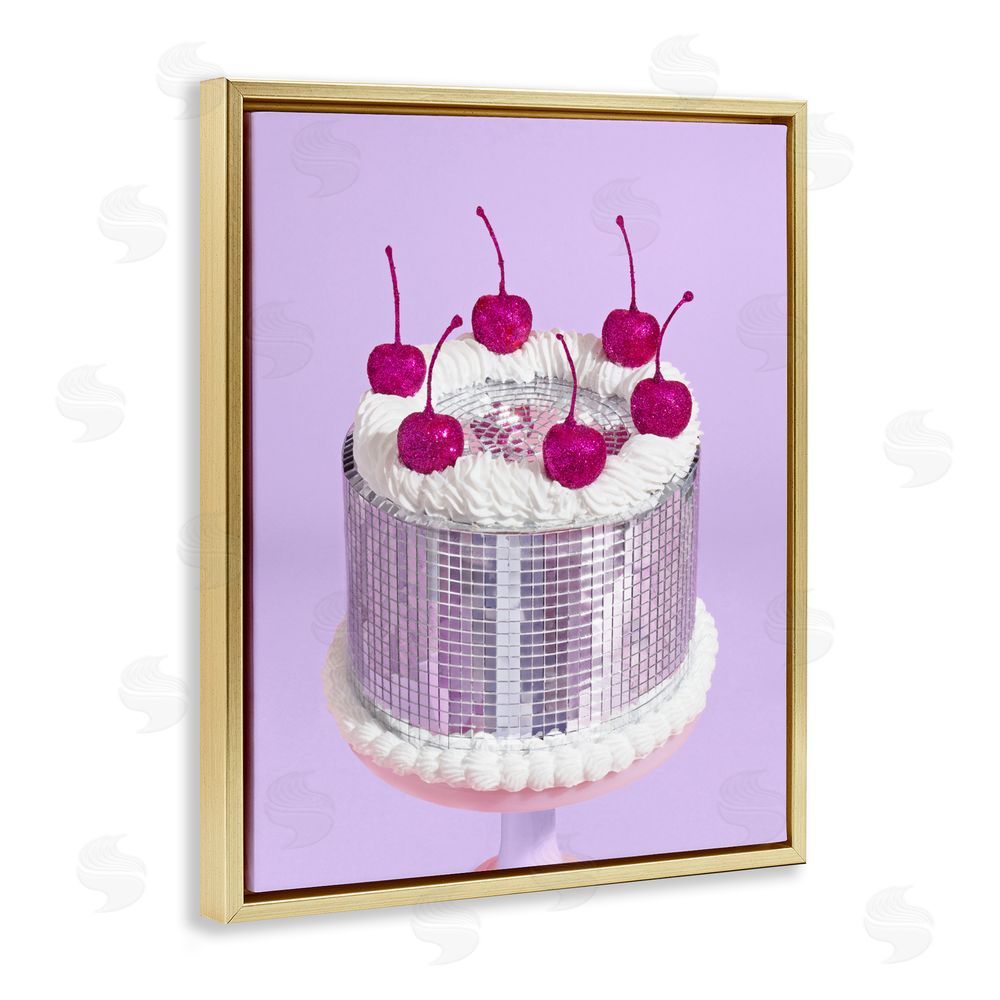 LISH Creative Gleaming Disco Cake Gold Floating Framed Canvas Wall Art