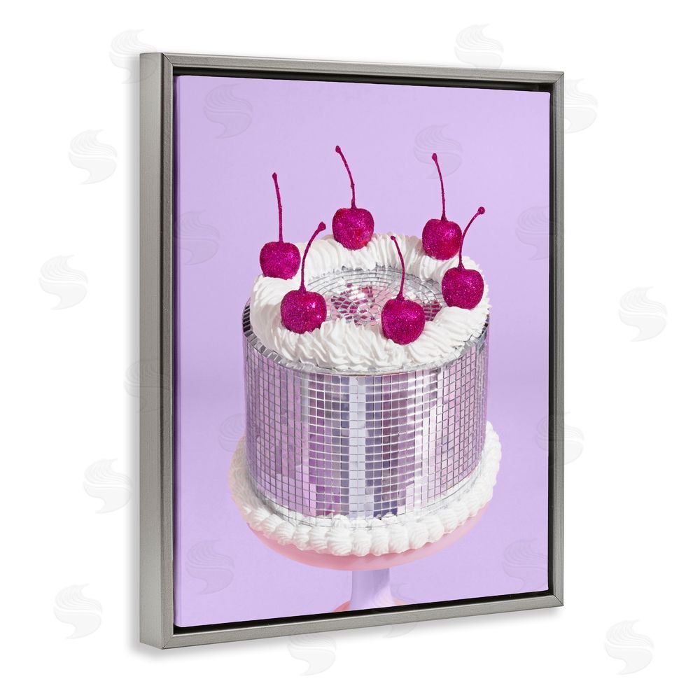 LISH Creative Gleaming Disco Cake Gray Floating Framed Canvas Wall Art