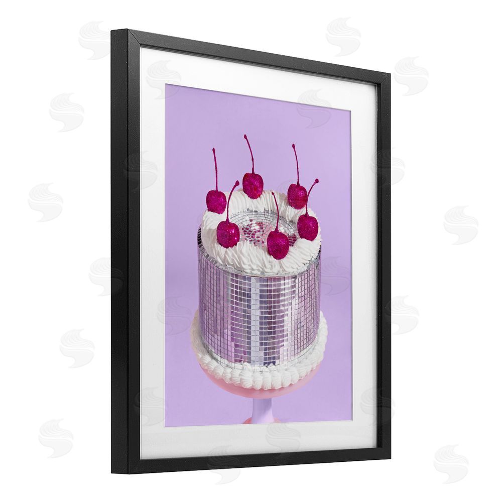 LISH Creative Gleaming Disco Cake Black Framed Print Under Glass Wall Art