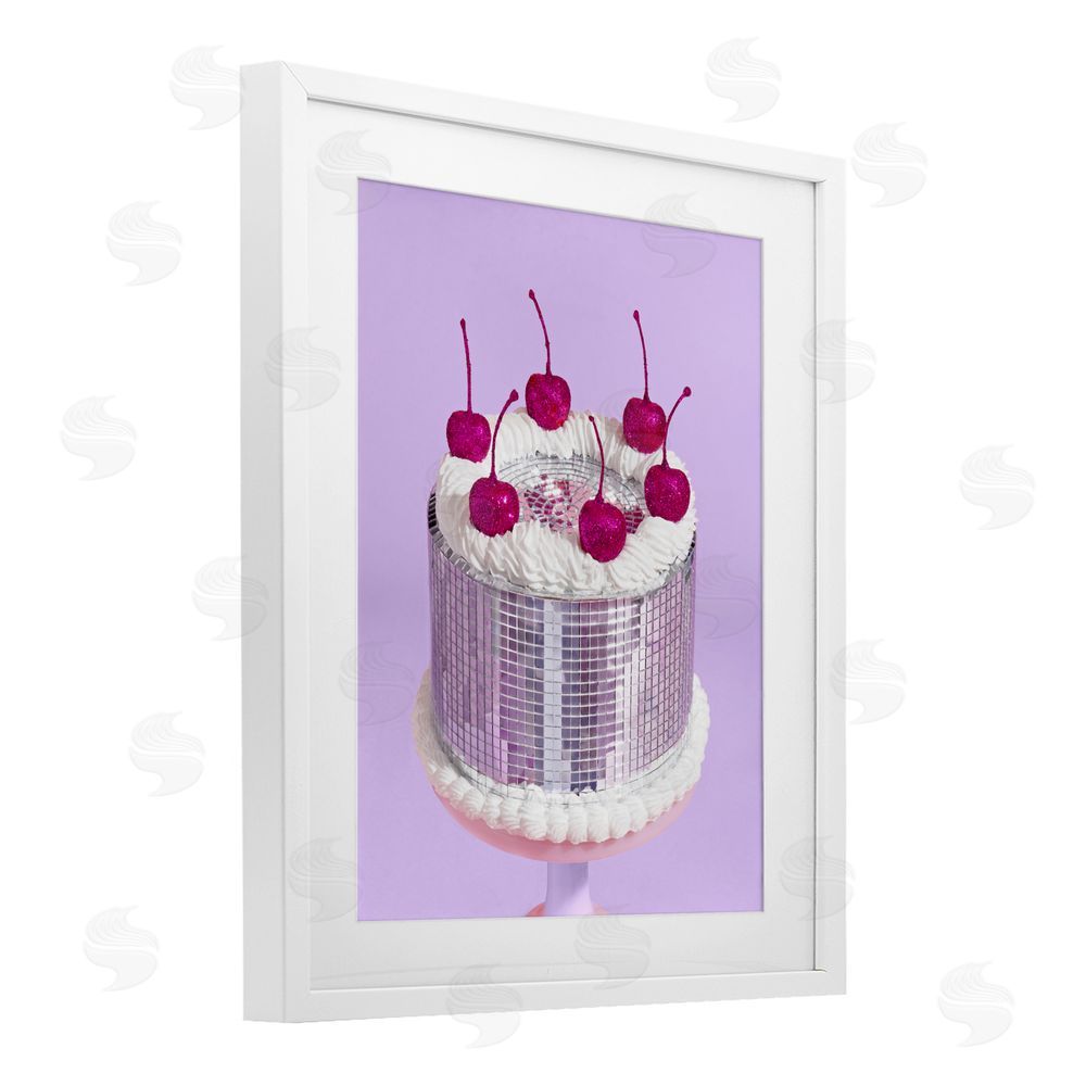 LISH Creative Gleaming Disco Cake White Framed Print Under Glass Wall Art