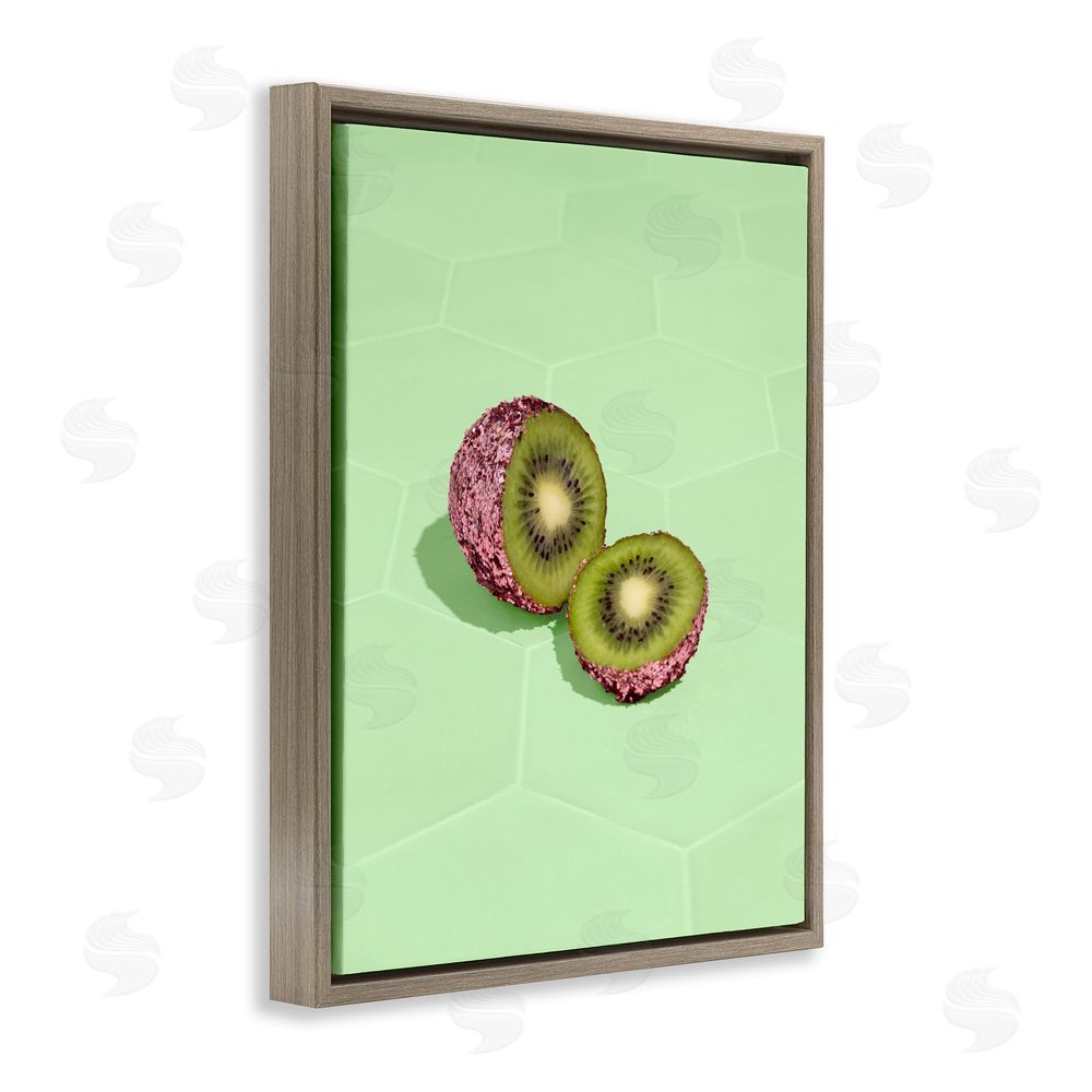 LISH Creative Green Glimmer Kiwi Brown Floating Framed Canvas Wall Art