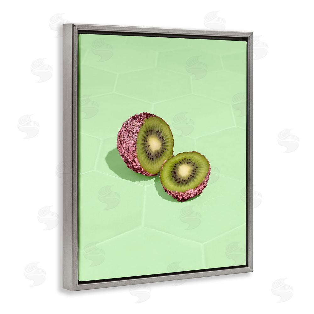 LISH Creative Green Glimmer Kiwi Gray Floating Framed Canvas Wall Art