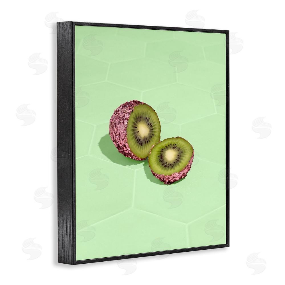 LISH Creative Green Glimmer Kiwi Black Framed Giclee Wall Art