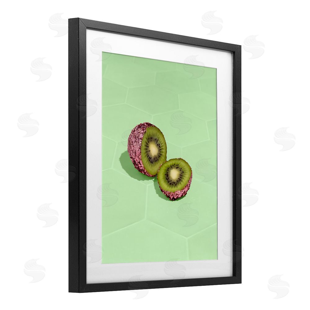 LISH Creative Green Glimmer Kiwi Black Framed Print Under Glass Wall Art