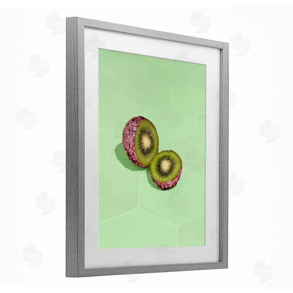 LISH Creative Green Glimmer Kiwi Gray Framed Print Under Glass Wall Art