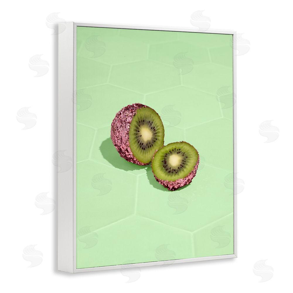 LISH Creative Green Glimmer Kiwi White Framed Giclee Wall Art
