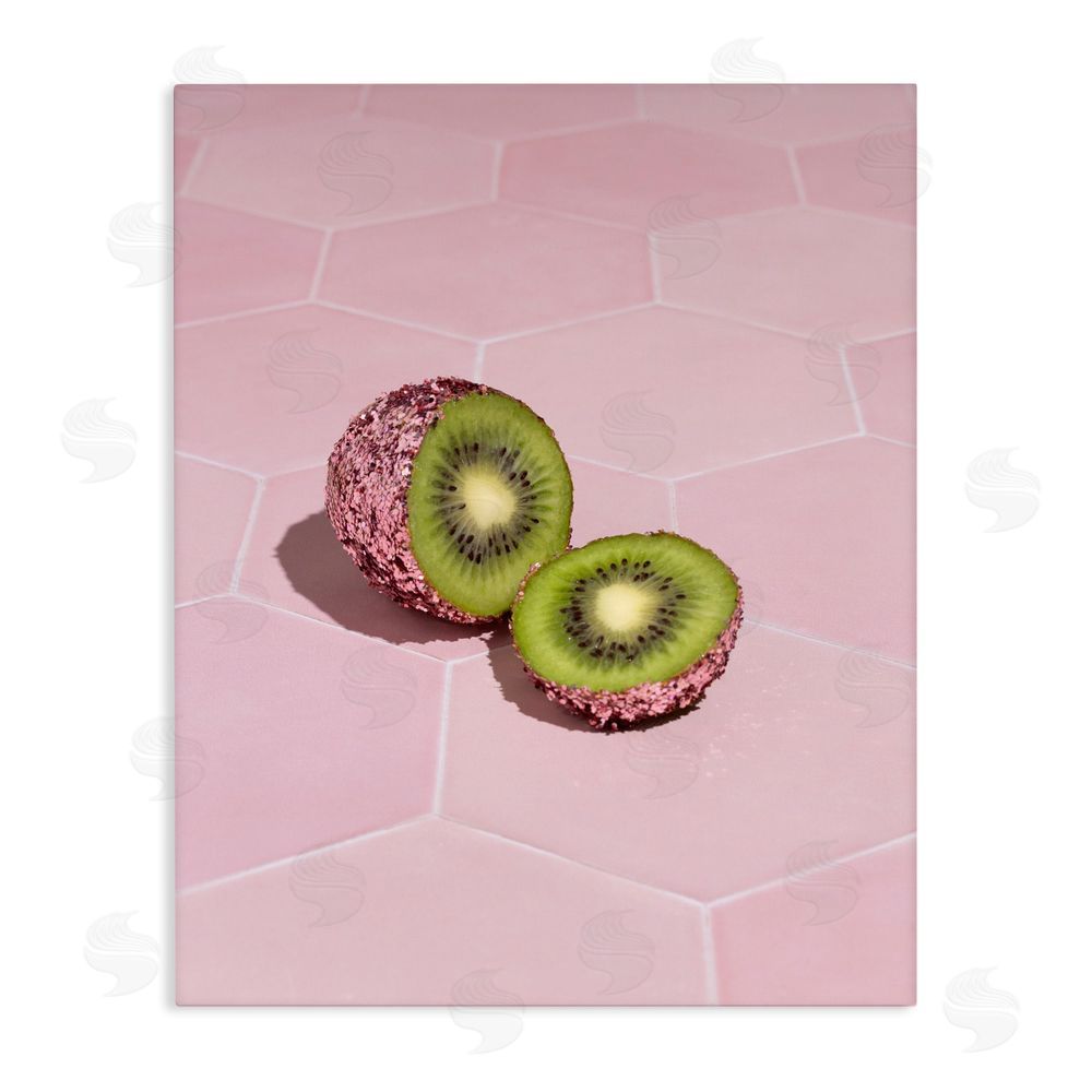 LISH Creative Pink Glimmer Kiwi Stretched Canvas Wall Art