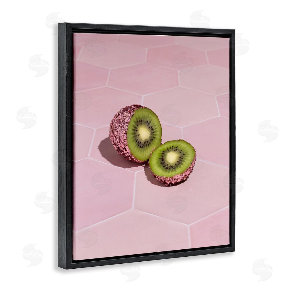 LISH Creative Pink Glimmer Kiwi Black Floating Framed Canvas Wall Art
