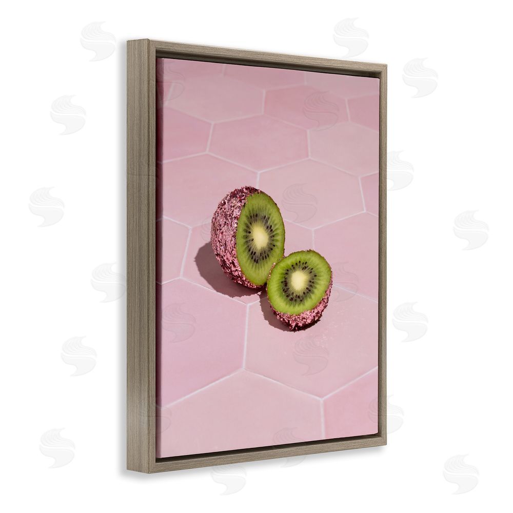 LISH Creative Pink Glimmer Kiwi Brown Floating Framed Canvas Wall Art