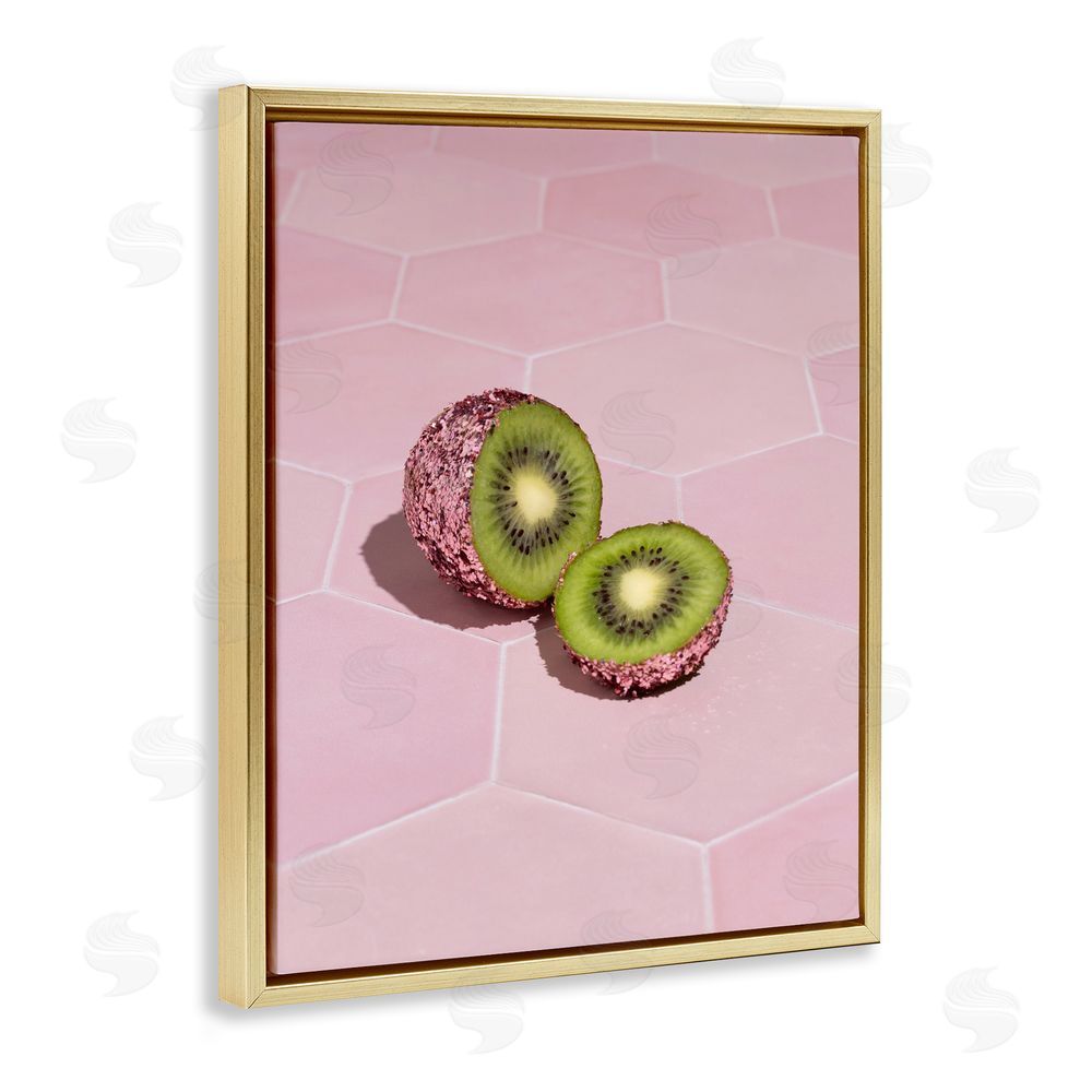 LISH Creative Pink Glimmer Kiwi Gold Floating Framed Canvas Wall Art