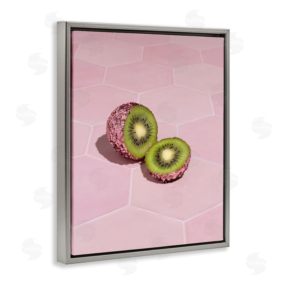 LISH Creative Pink Glimmer Kiwi Gray Floating Framed Canvas Wall Art