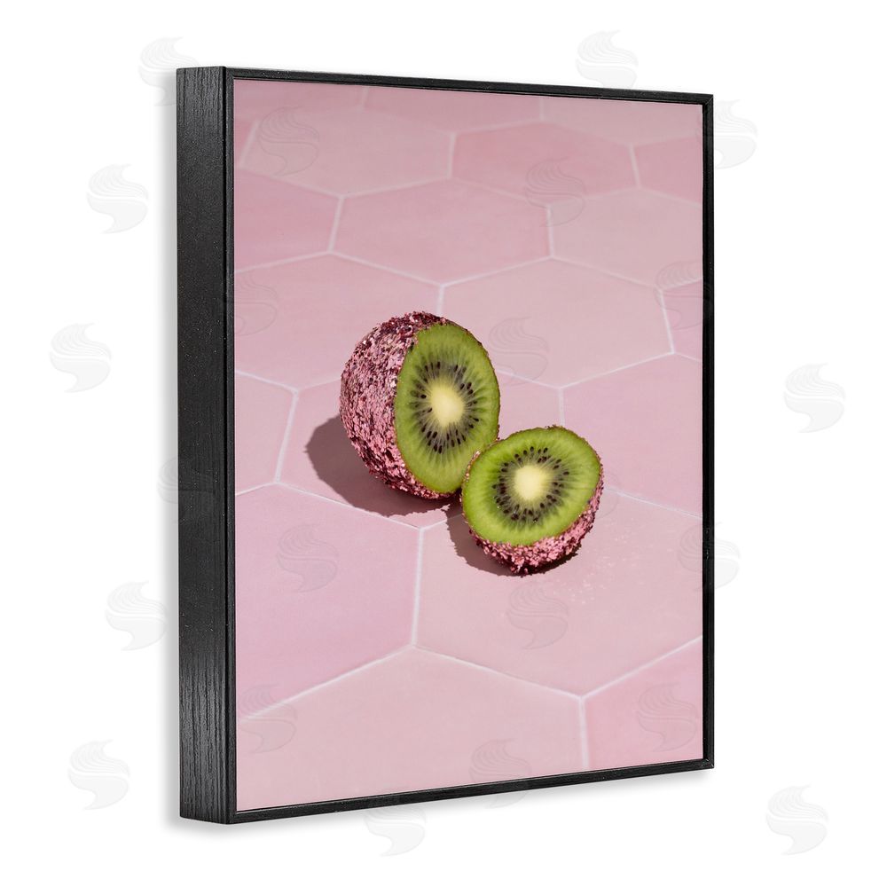 LISH Creative Pink Glimmer Kiwi Black Framed Giclee Wall Art