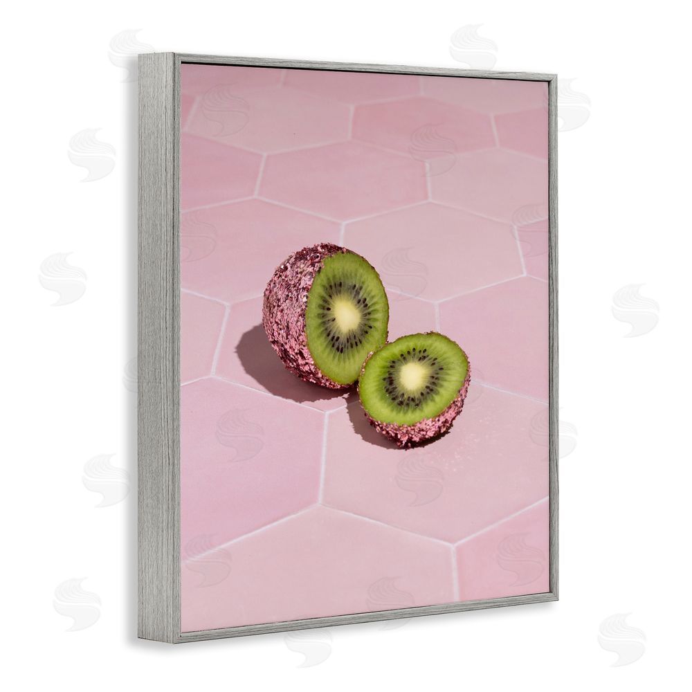 LISH Creative Pink Glimmer Kiwi Gray Framed Giclee Wall Art