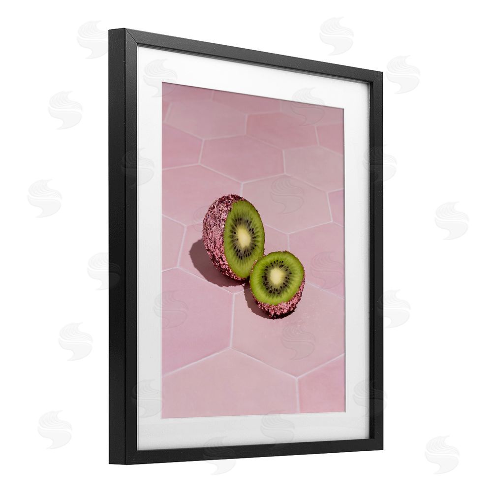 LISH Creative Pink Glimmer Kiwi Black Framed Print Under Glass Wall Art