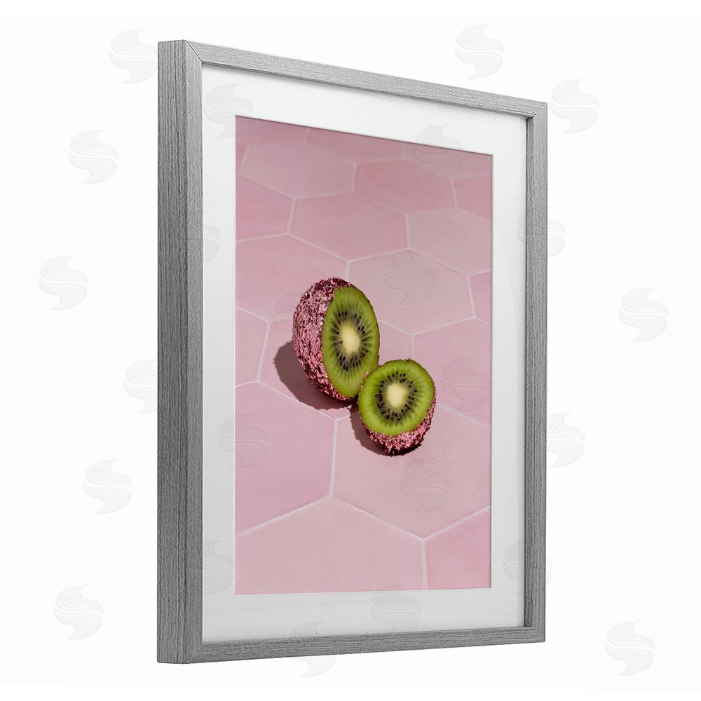 LISH Creative Pink Glimmer Kiwi Gray Framed Print Under Glass Wall Art